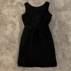 little black cocktail dress with embellished neckline